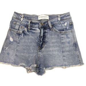 Flying Monkey high waisted distressed light wash jeans shorts, size 26